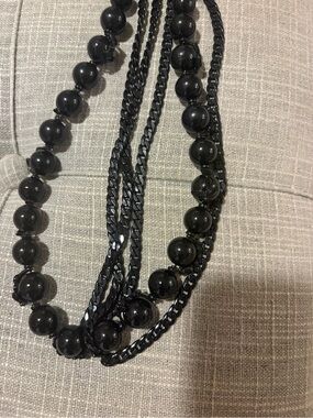 Givenchy Black Multi-Strand Beaded Chain Necklace
